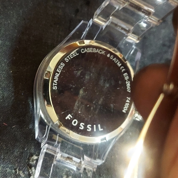 Fossil Clear Acrylic band and case iced out - Picture 5 of 5